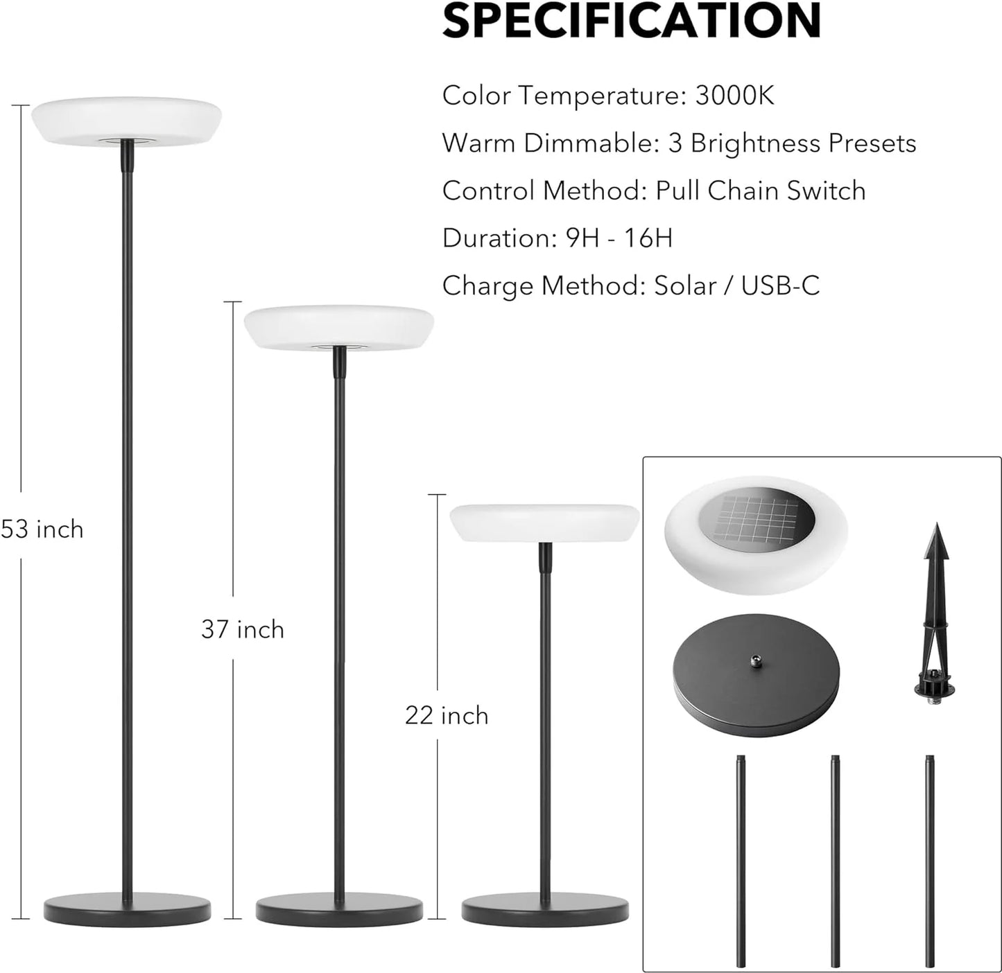 Solar Powered Outdoor Floor Lamp