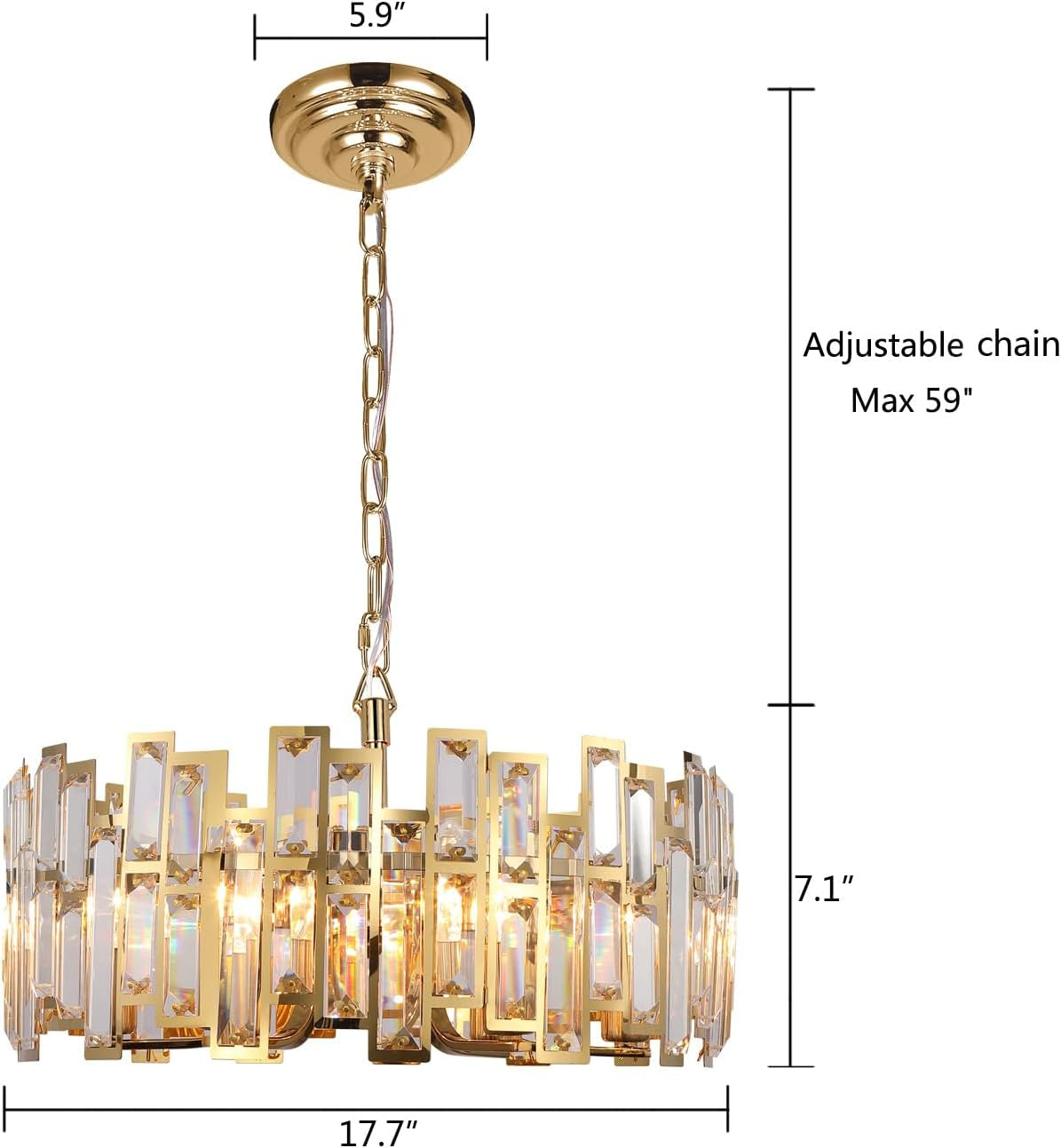 Gold Chandeliers Lighting Modern Crystal Chandelier 6 Light Contemporary Girls Bedroom Dining Room Ceiling Hanging Pendant Chandelier Lighting Fixture D17.7