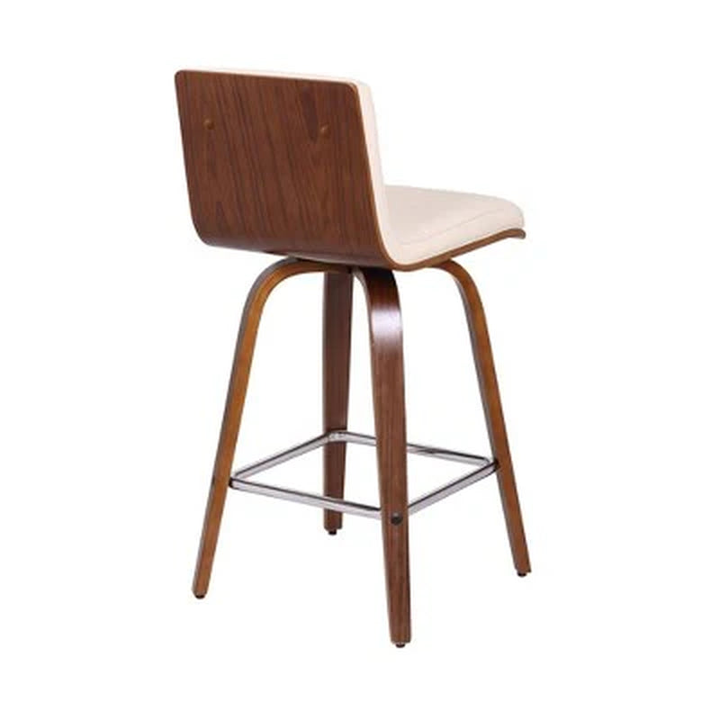 Open Box - 26" Vienna Faux Leather Counter Height Barstool Walnut/Cream - Armen Living