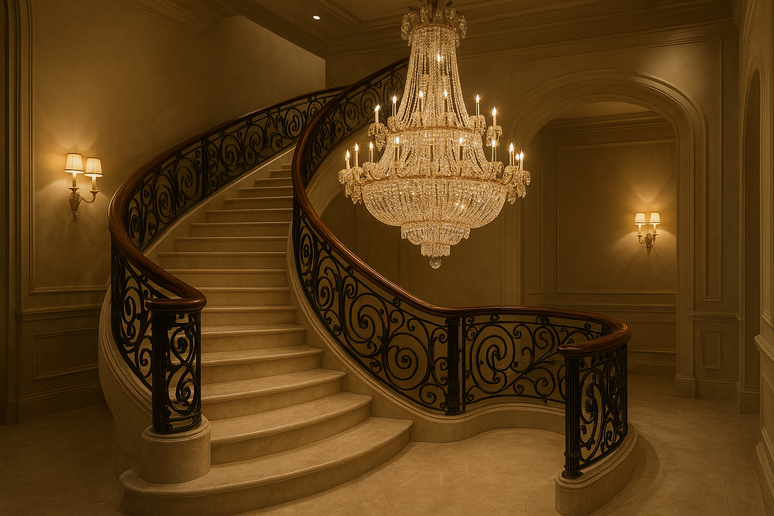 chandelier staircase